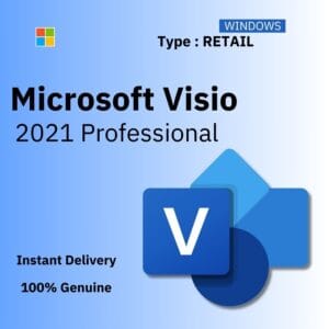 Official box art for the RETAIL version of Visio 2021 Pro. A transferable, genuine lifetime license key from Delta Keys India.