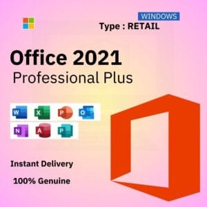 Official box art for the RETAIL version of Office 2021 Pro Plus. A transferable, genuine lifetime license key from Delta Keys India.