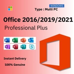 Official box art for Office Professional Plus. Genuine 5-PC lifetime license keys available for Office 2021, 2019, and 2016, from Delta Keys India.