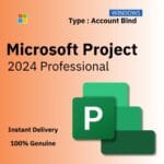 Microsoft Project 2024 Pro - Account Bind Official box art for the ACCOUNT BIND version of Project 2024 Pro. A genuine lifetime license key that binds to your Microsoft Account, from Delta Keys India.