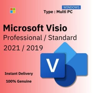Official box art for Microsoft Visio. Genuine 5-PC lifetime license keys available for Project 2021 and 2019 (Pro and Standard), from Delta Keys India.